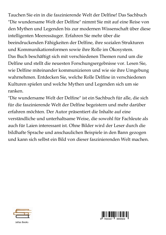 Rückseitencover Die wundersame Welt der Delfine