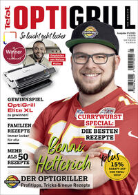 Vorderes Coverbild OptiGrill Magazin: So leicht geht lecker. Über 50 Rezepte u.a. von Benni "Der OptiGriller"