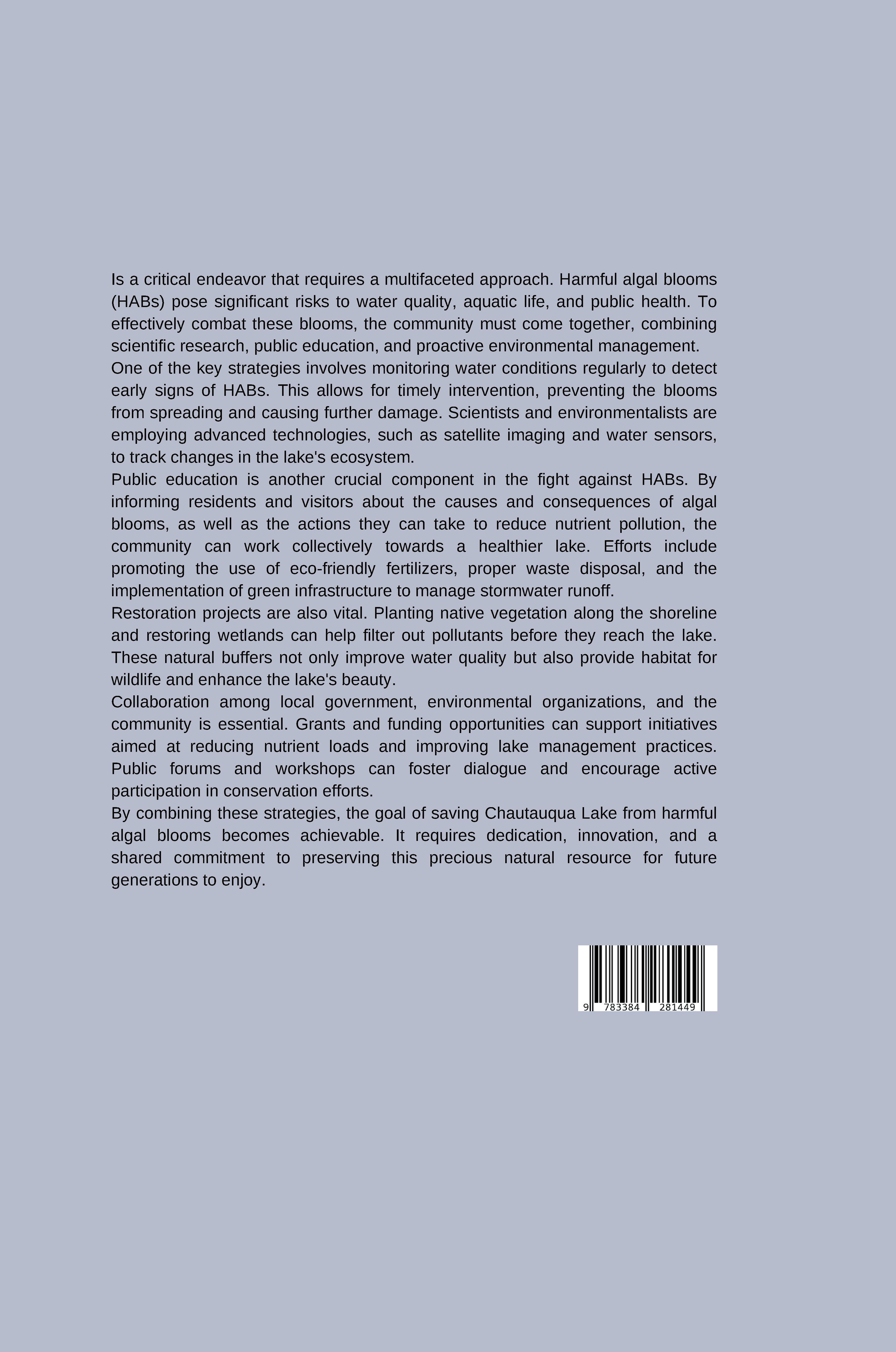 Rückseitencover From Excellent to Impaired: Restoring the Water Quality of Chautauqua Lake