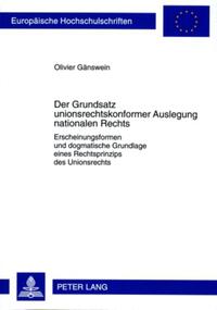 Vorderes Coverbild Der Grundsatz unionsrechtskonformer Auslegung nationalen Rechts