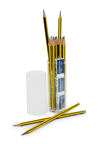 Vorderes Coverbild 20 Bleistifte + 3 Radierer Marke "Staedtler" in Klarsichtbox
