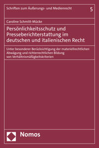 Vorderes Coverbild Persönlichkeitsschutz und Presseberichterstattung im deutschen und italienischen Recht