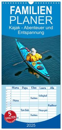 Vorderes Coverbild Familienplaner 2025 - Kajak - Abenteuer und Entspannung mit 5 Spalten (Wandkalender, 21 x 45 cm) CALVENDO