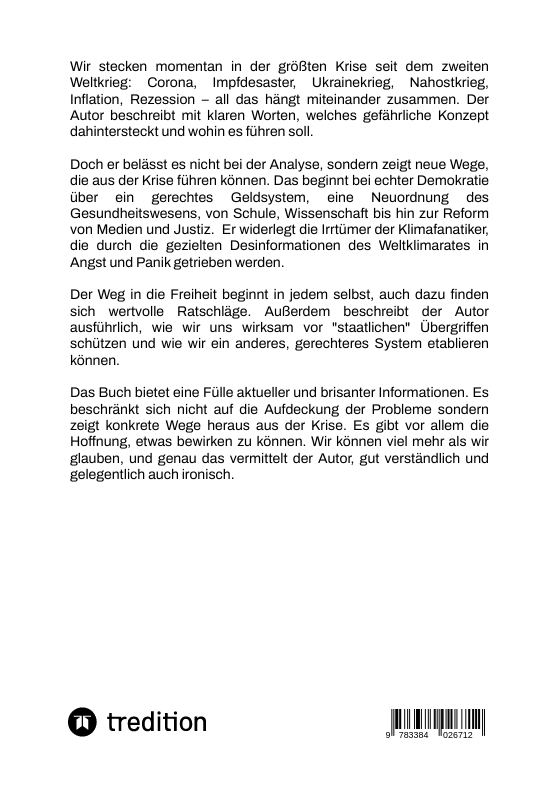 Rückseitencover Aus der Systemkrise zur Freiheit