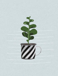 Vorderes Coverbild Plant it - Love it! Großes Notizheft Motiv Tasse mit Pflanze
