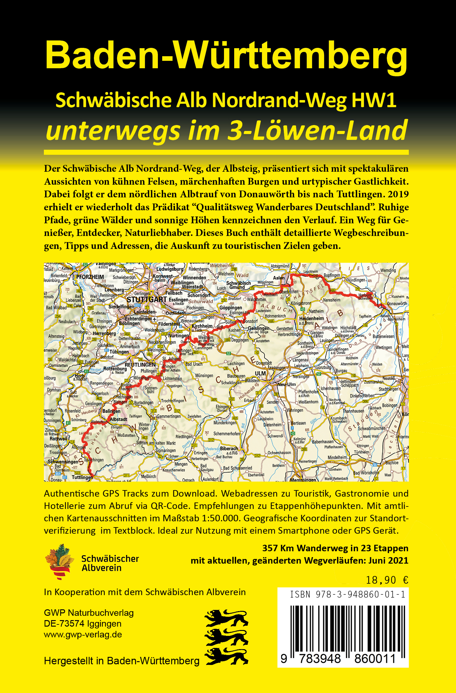Rückseitencover Schwäbische Alb Nordrand-Weg Albsteig HW1