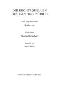 Vorderes Coverbild Zürcher Richtebrief