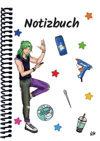 Vorderes Coverbild A 4 Notizbuch Manga Quinn, weiß, kariert
