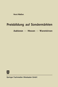 Vorderes Coverbild Preisbildung auf Sondermärkten