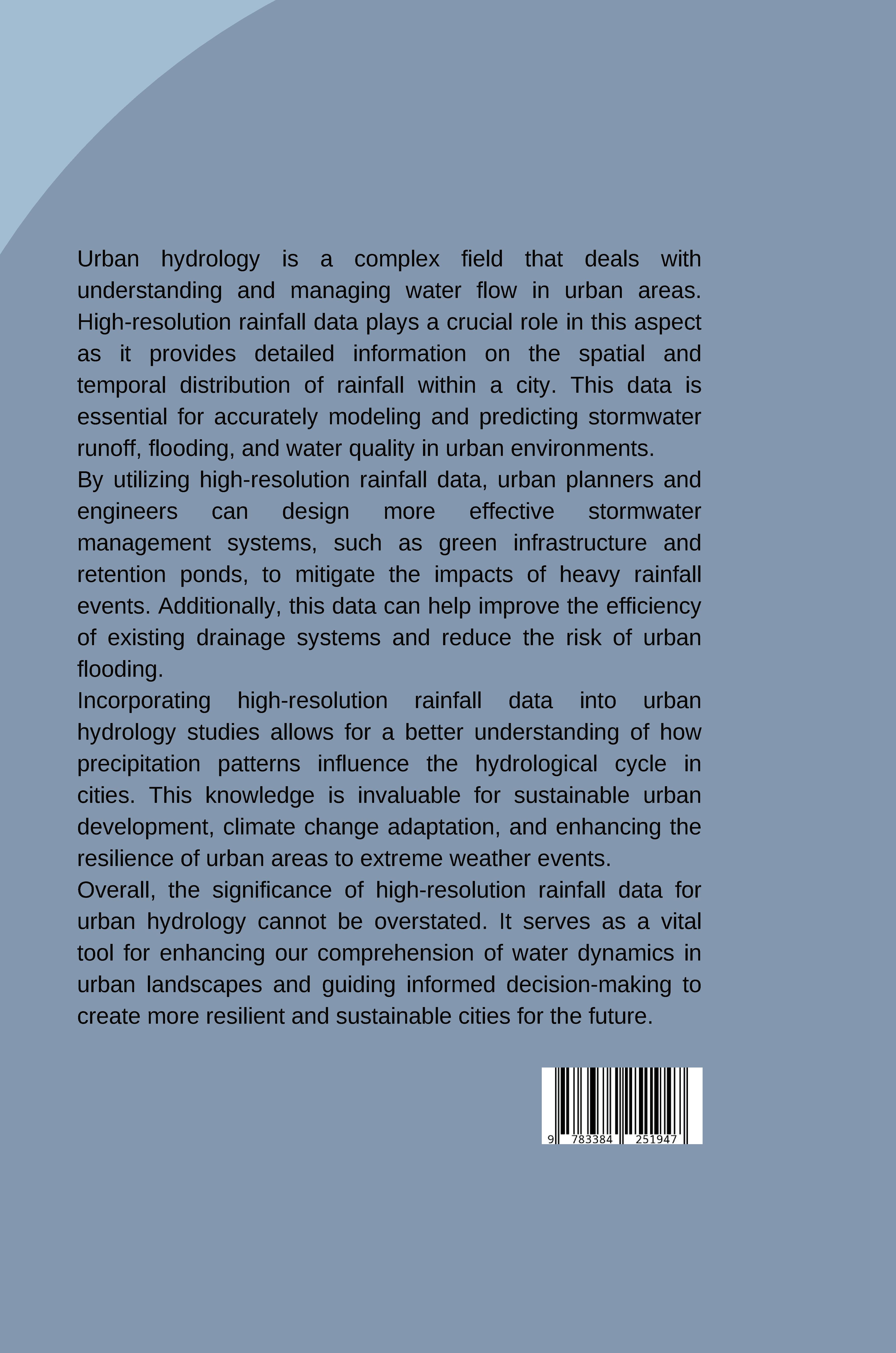 Rückseitencover The Importance of High-Resolution Rainfall Data for Urban Hydrology