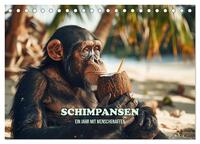 Vorderes Coverbild Schimpansen - Ein Jahr mit Menschenaffen. (Tischkalender 2025 DIN A5 quer), CALVENDO Monatskalender