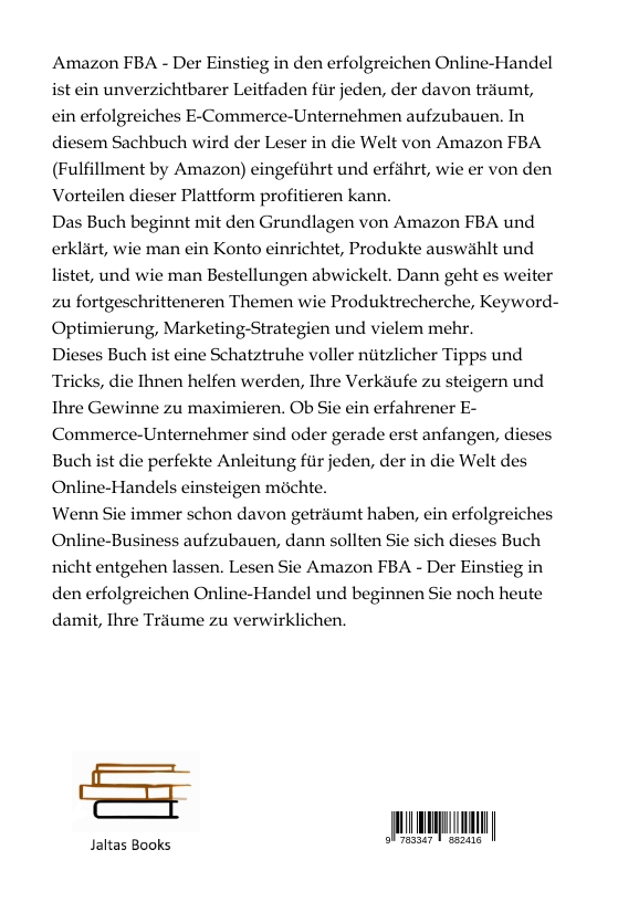 Rückseitencover Amazon FBA - Der Einstieg in den erfolgreichen Online-Handel