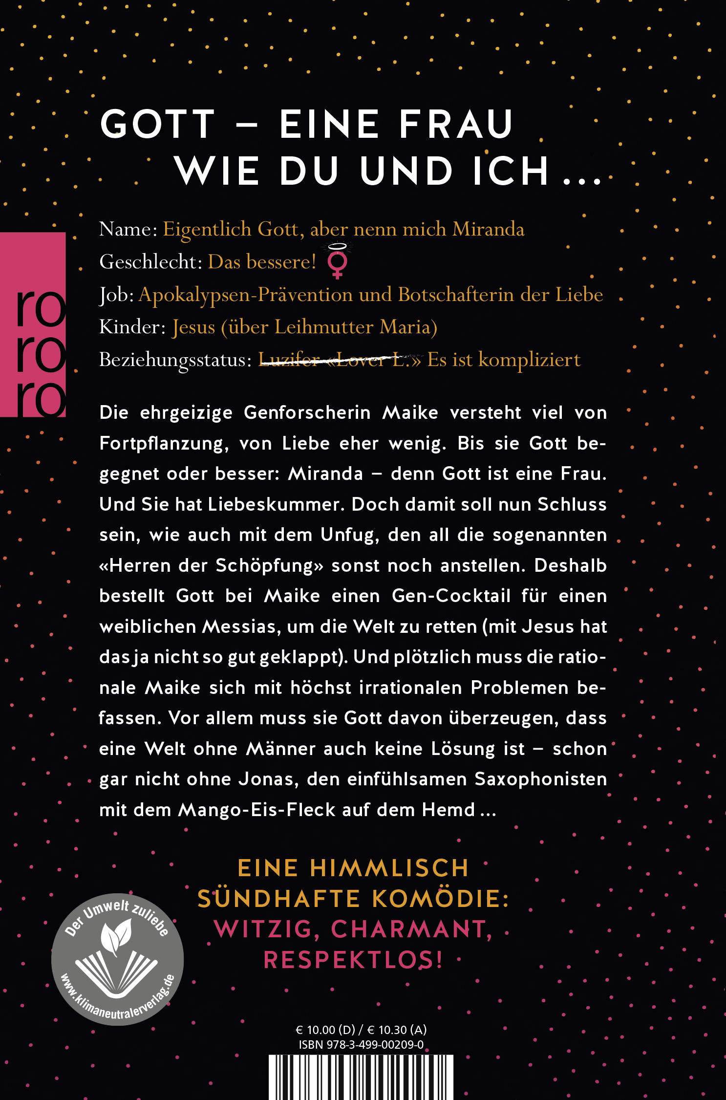 Rückseitencover Ich traf Gott und Sie heißt Miranda