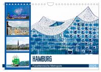 Vorderes Coverbild Hamburg - facettenreiche Metropole (Wandkalender 2025 DIN A4 quer), CALVENDO Monatskalender