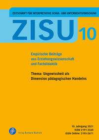 Vorderes Coverbild ZISU 10, 2021 - Zeitschrift für interpretative Schul- und Unterrichtsforschung