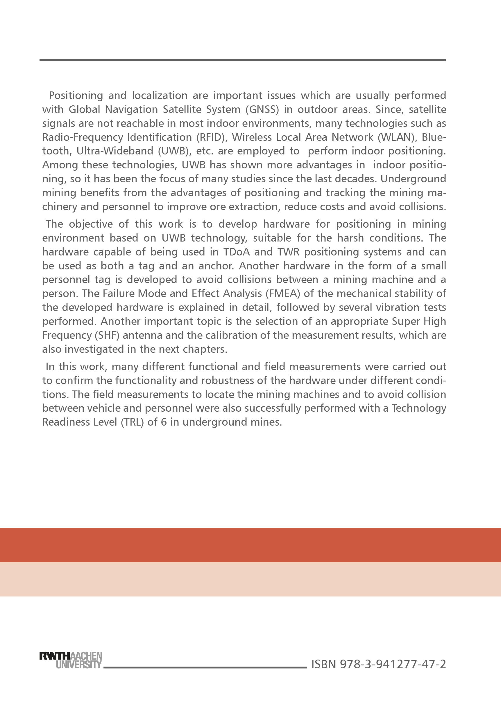 Rückseitencover Ultra-Wideband Based Positioning Systems for Harsh Mining Environment
