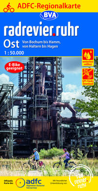 Vorderes Coverbild ADFC-Regionalkarte radrevier.ruhr Ost, 1:50.000, mit Tagestourenvorschlägen, reiß- und wetterfest, E-Bike-geeignet, GPS-Tracks Download