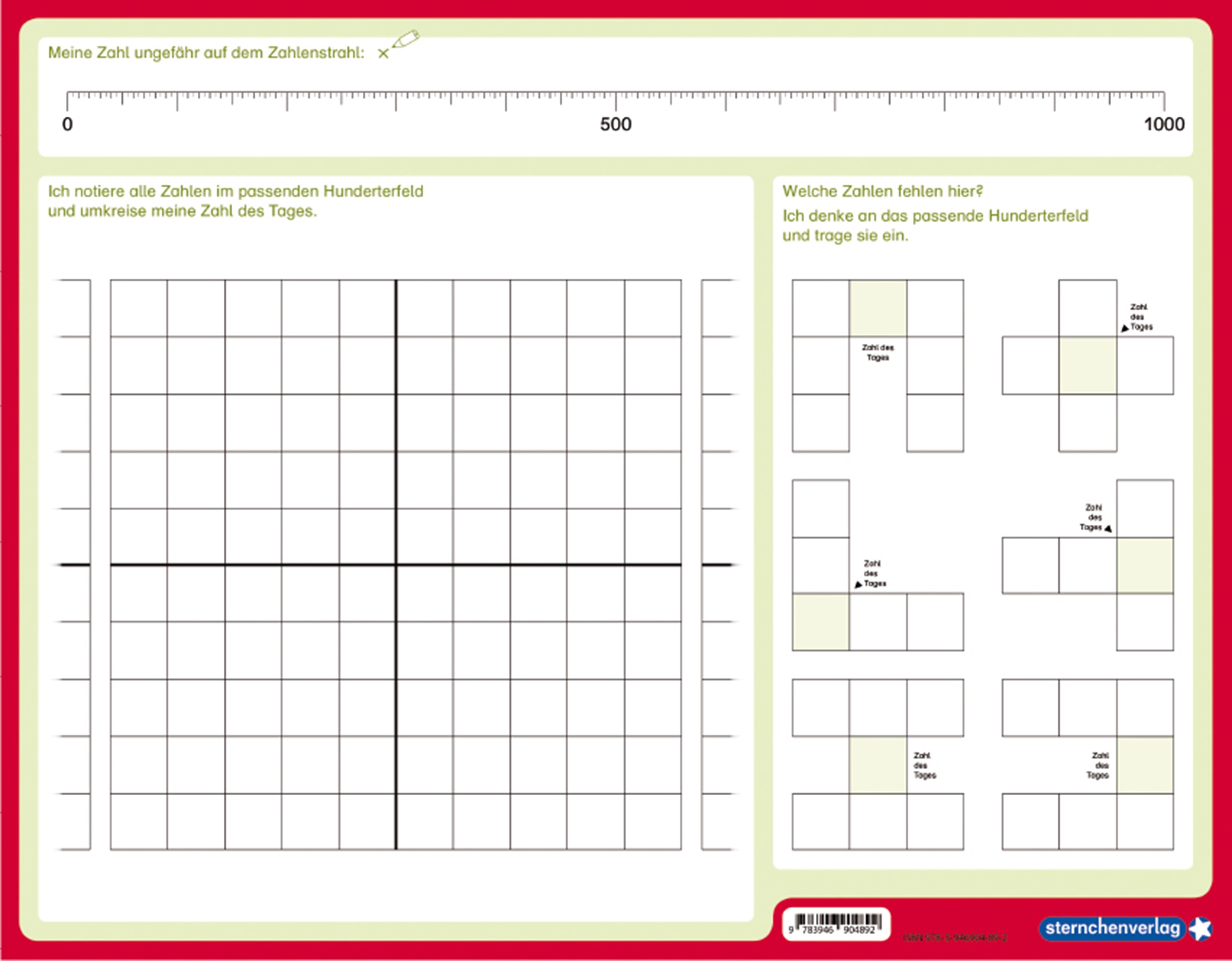 Rückseitencover Meine Zahl des Tages 0-1000 - wiederbeschreibbare Lerntafel mit Stift - Mathematik