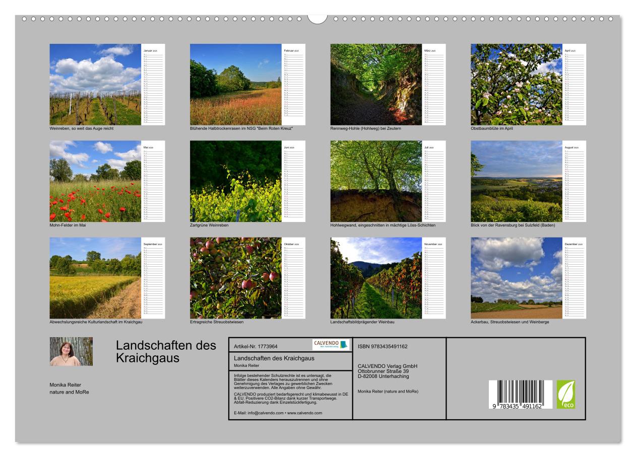Beispielinhalt (Bild) Landschaften des Kraichgaus (hochwertiger Premium Wandkalender 2025 DIN A2 quer), Kunstdruck in Hochglanz