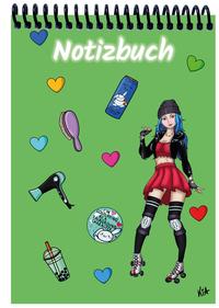 Vorderes Coverbild A 4 Notizblock Manga Enora, grün, kariert