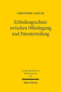 Vorderes Coverbild Erfindungsschutz zwischen Offenlegung und Patenterteilung