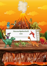 Vorderes Coverbild Hausaufgabenheft Dino-Design