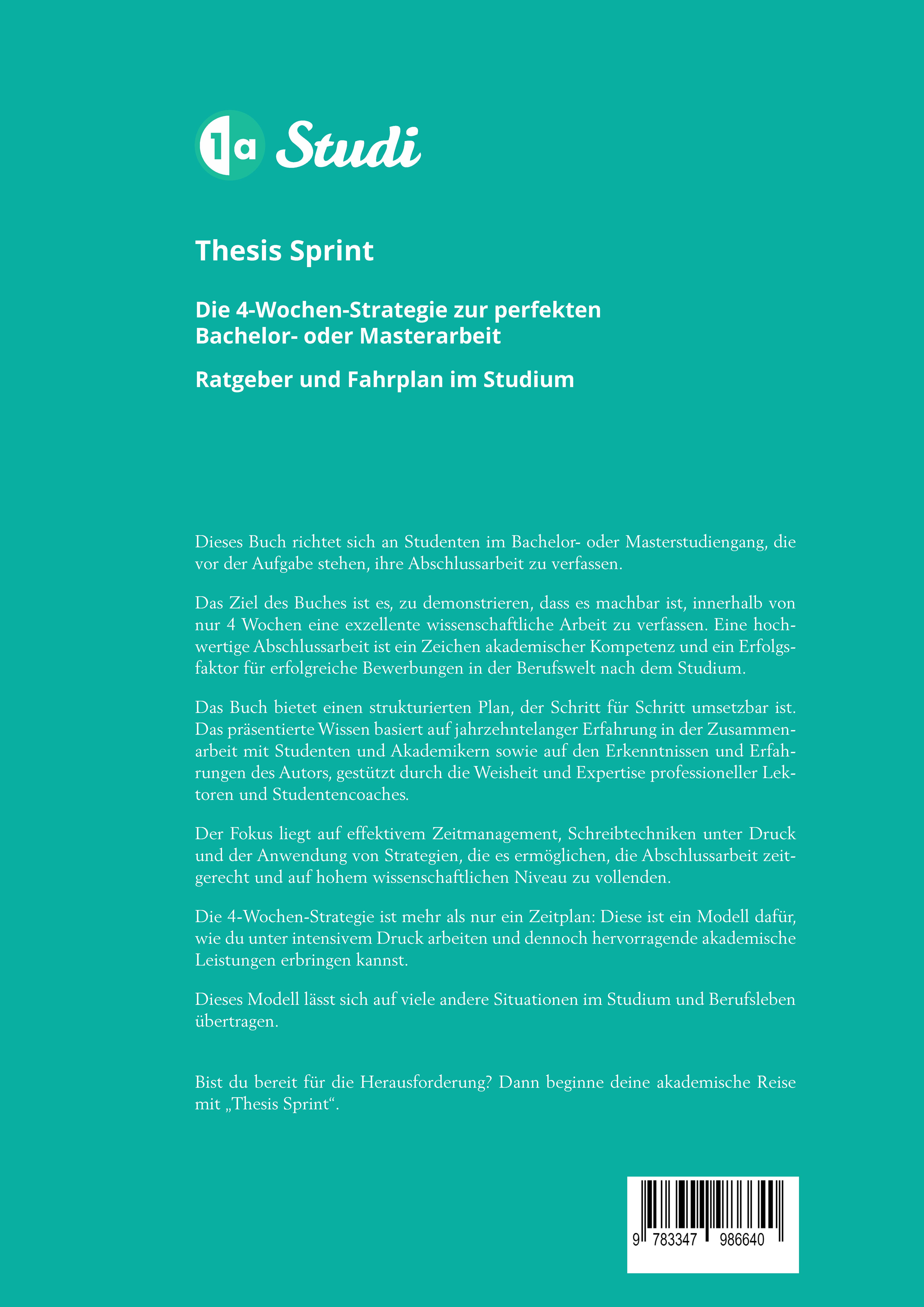 Rückseitencover Thesis-Sprint: Abschlussarbeit in 4 Wochen