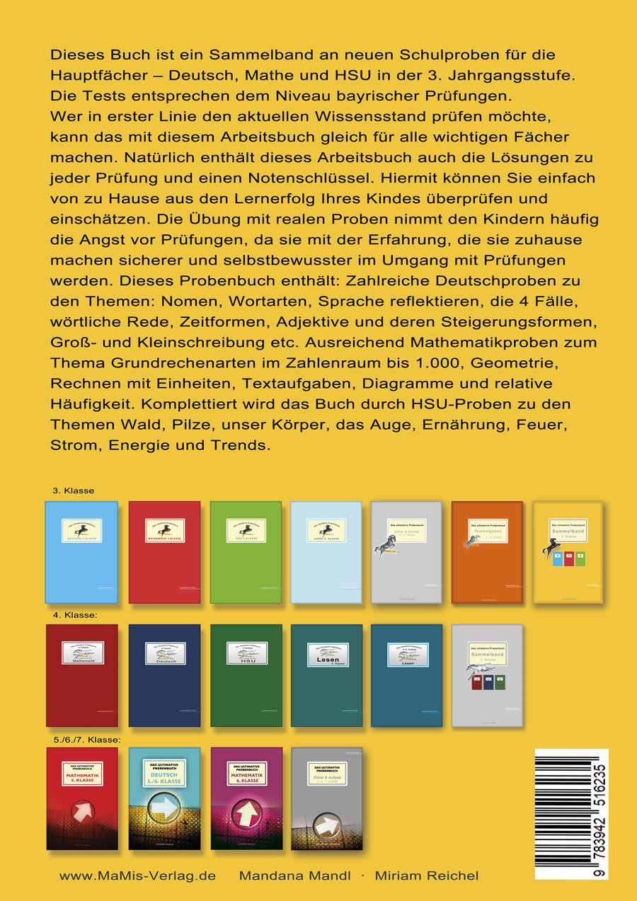 Rückseitencover Das ultimative Probenbuch Sammelband 3. Klasse