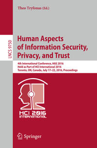 Vorderes Coverbild Human Aspects of Information Security, Privacy, and Trust