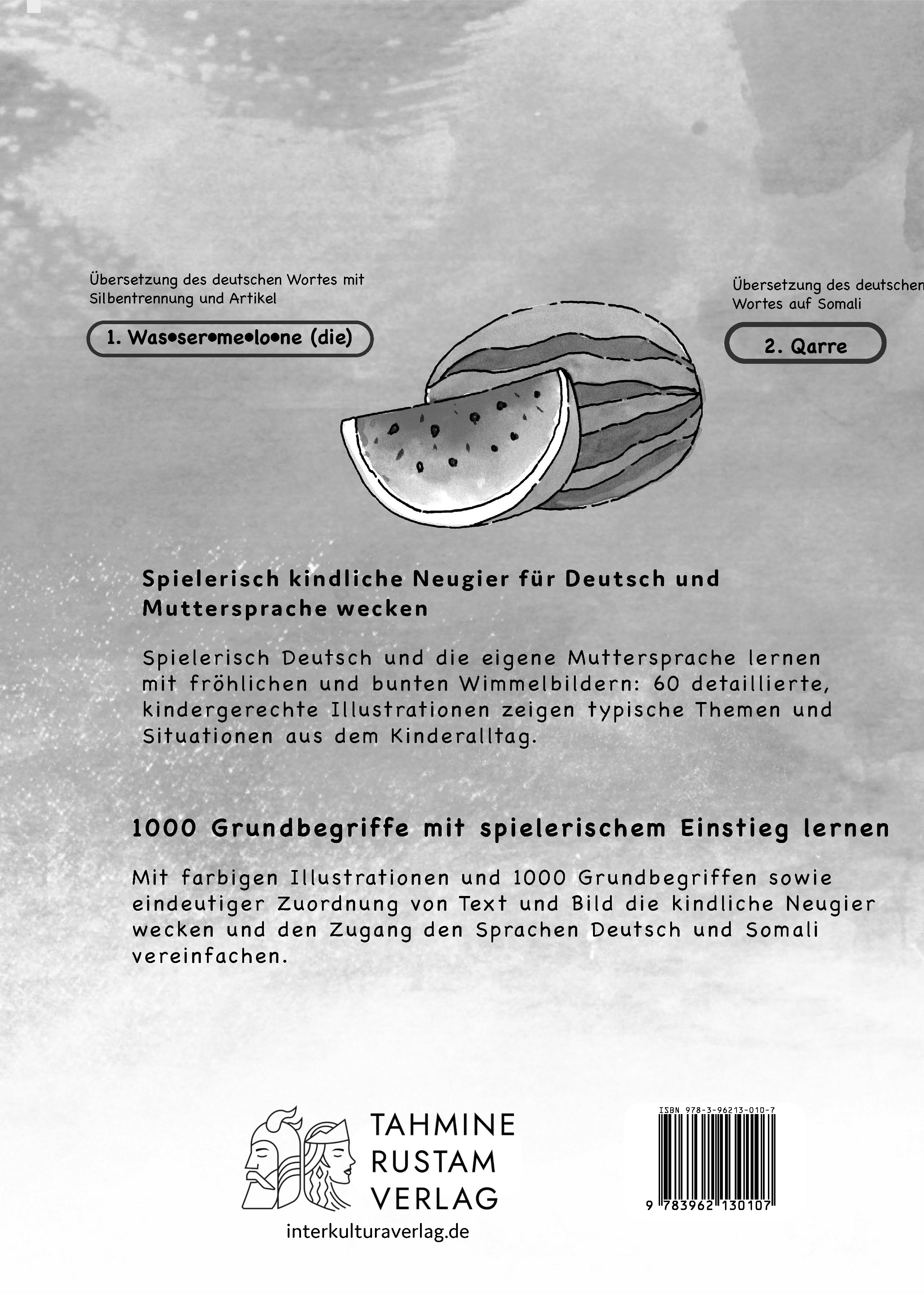 Rückseitencover Meine ersten 1000 Wörter Bildwörterbuch Deutsch-Somali, Tahmine und Rustam