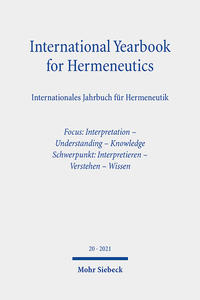 Vorderes Coverbild International Yearbook for Hermeneutics / Internationales Jahrbuch für Hermeneutik