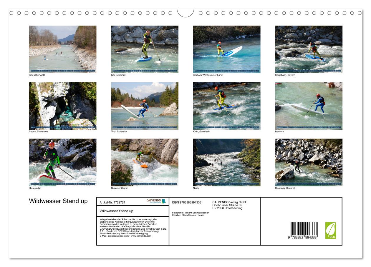 Beispielinhalt (Bild) Wildwasser Stand up (Wandkalender 2025 DIN A3 quer), CALVENDO Monatskalender