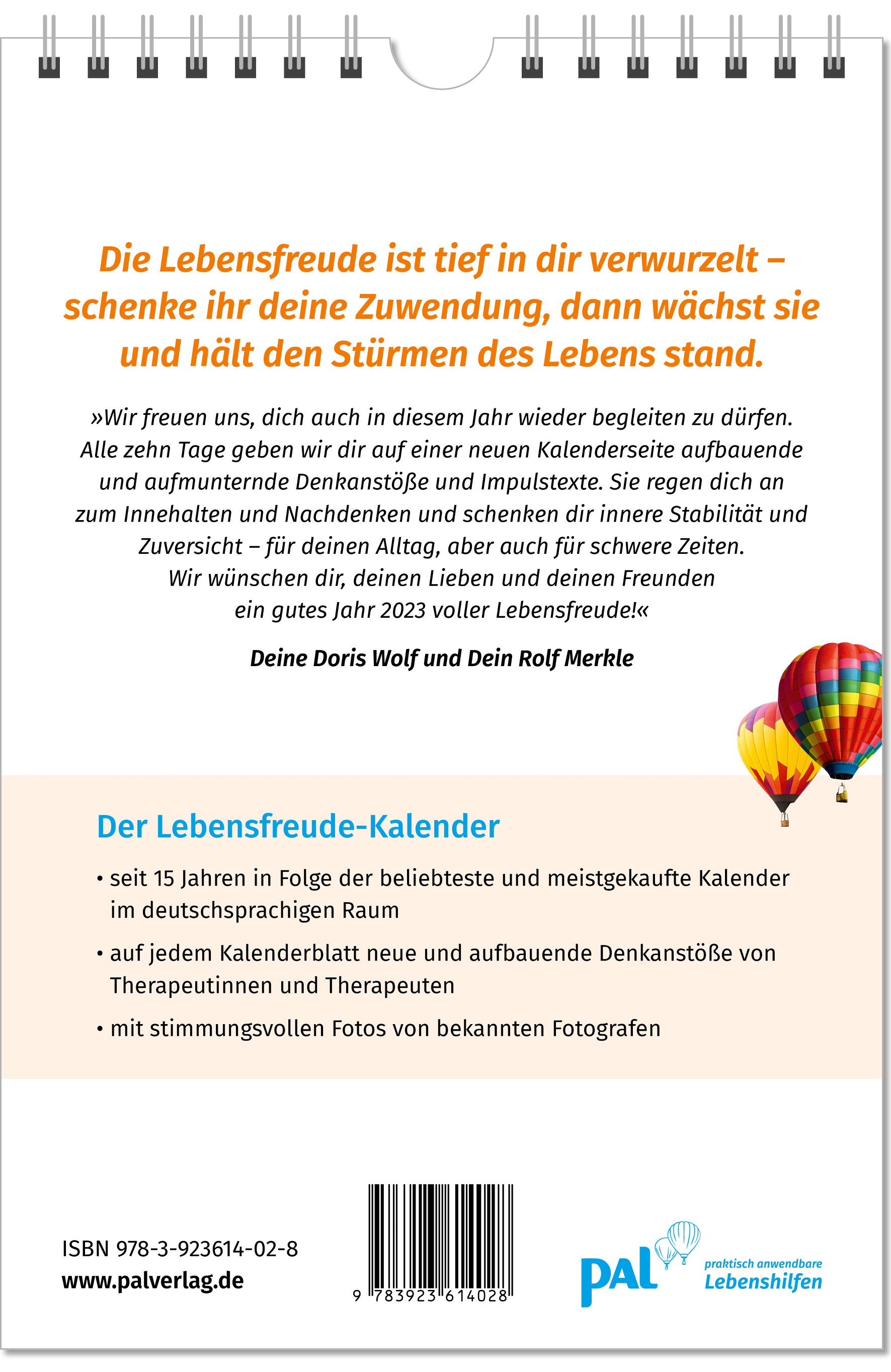 Rückseitencover Der Lebensfreude-Kalender 2023