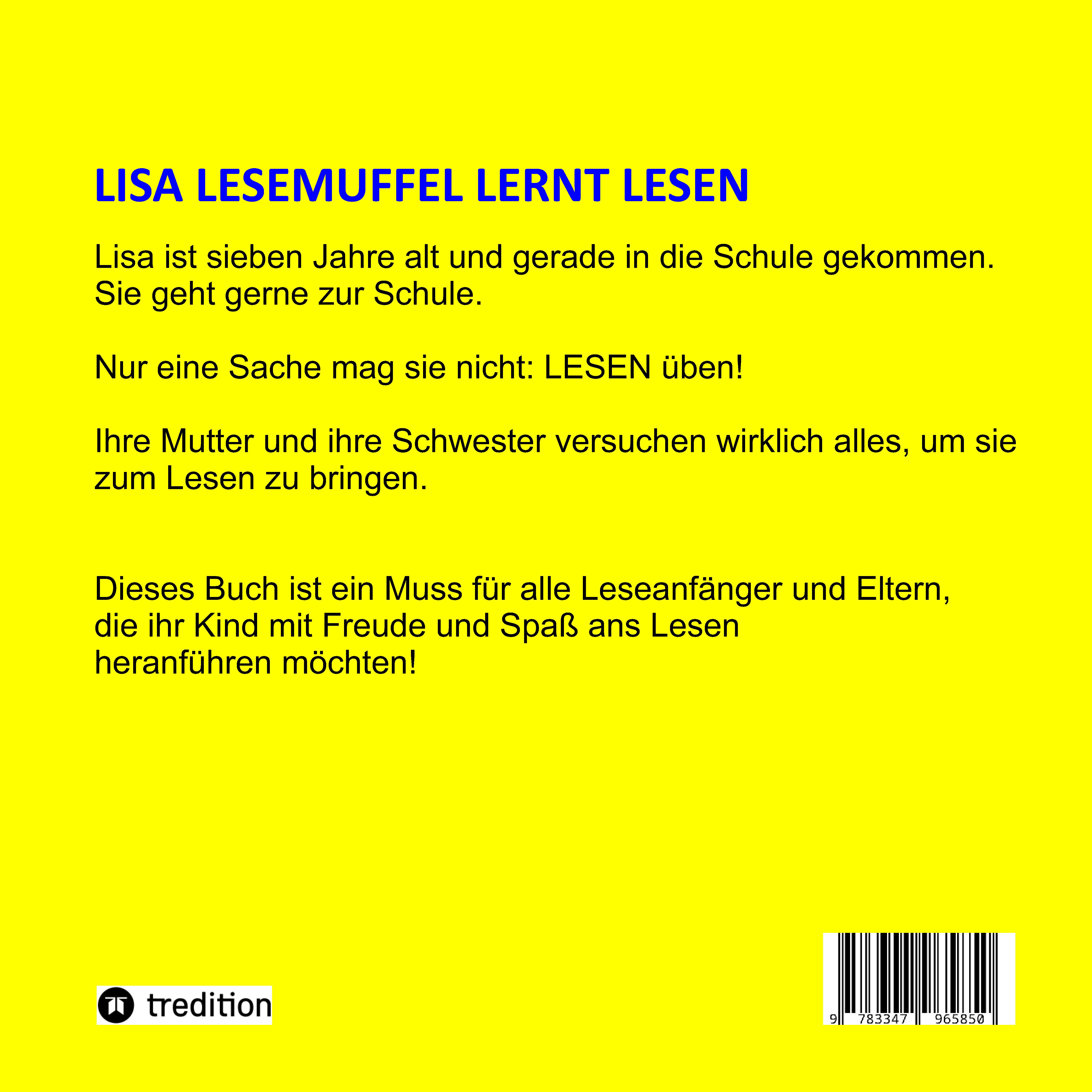 Rückseitencover Lisa Lesemuffel lernt lesen