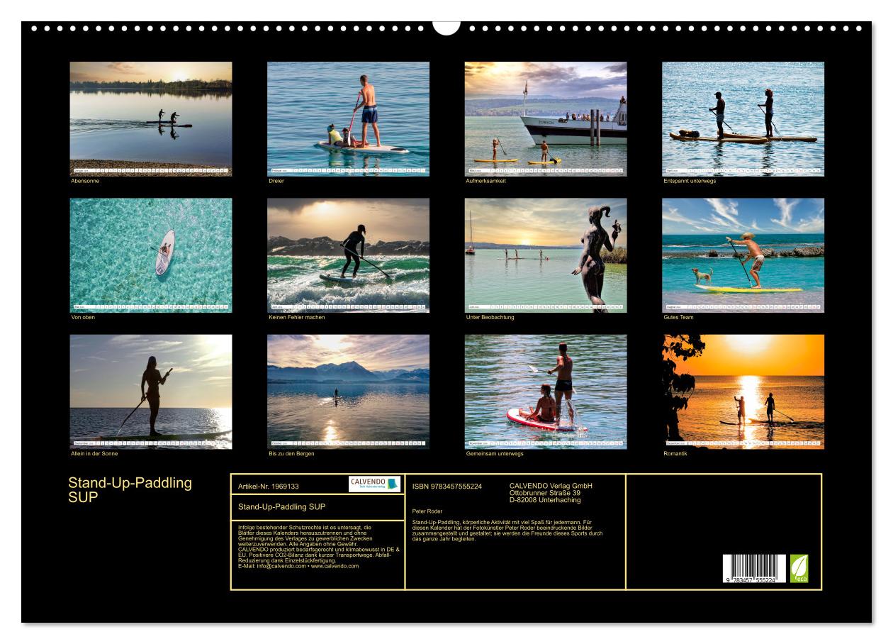 Beispielinhalt (Bild) Stand-Up-Paddling SUP (Wandkalender 2026 DIN A2 quer), CALVENDO Monatskalender