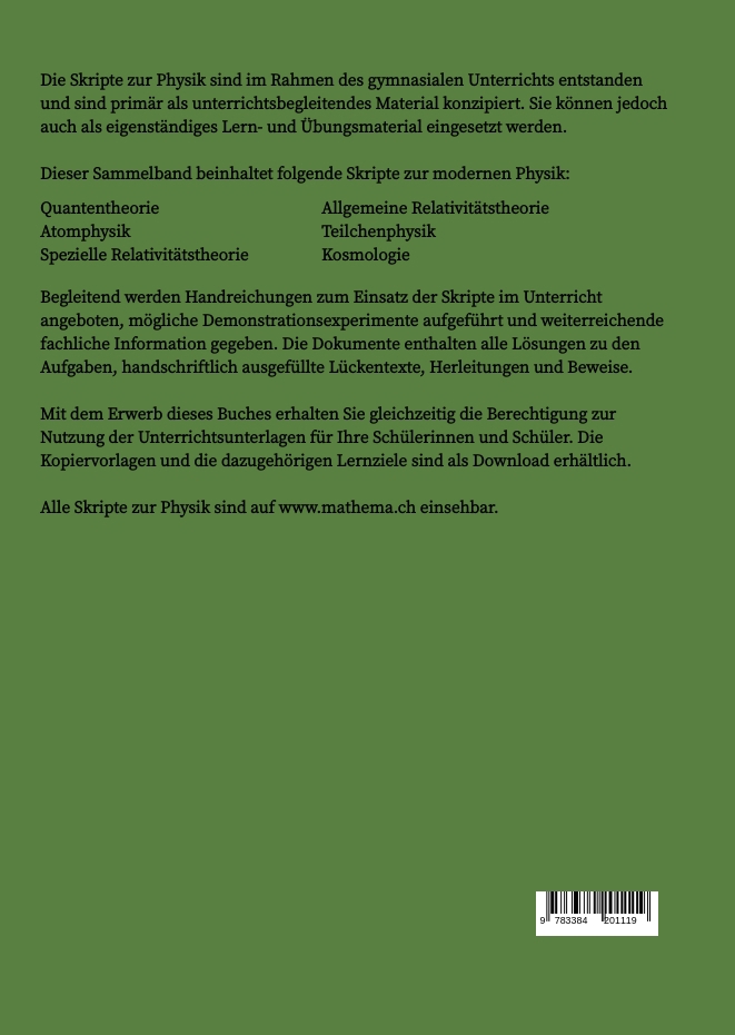 Rückseitencover Skripte zur Physik - Moderne Physik