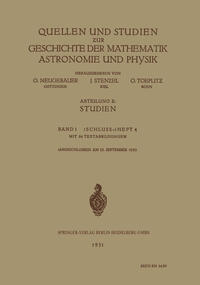 Vorderes Coverbild Quellen und Studien zur Geschichte der Mathematik Astronomie und Physik