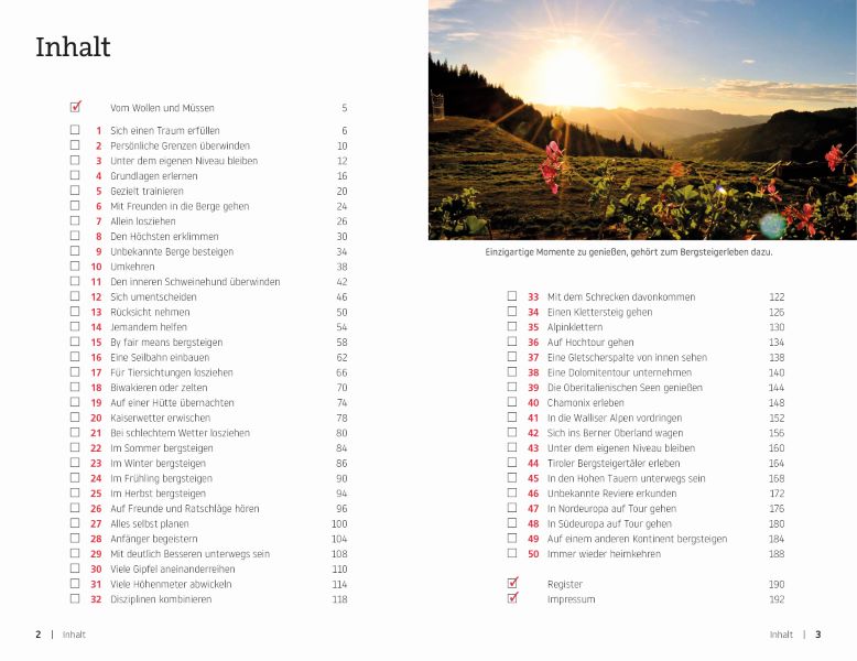 Beispielinhalt (Bild) Die ultimative Wander-Bucket-List