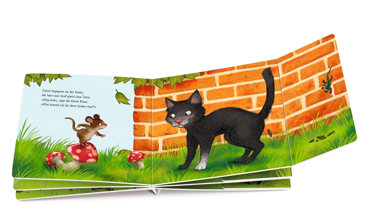 Beispielinhalt (Bild) Zeig mal, sagt die kleine Maus, was kommt bei dir denn hinten raus?
