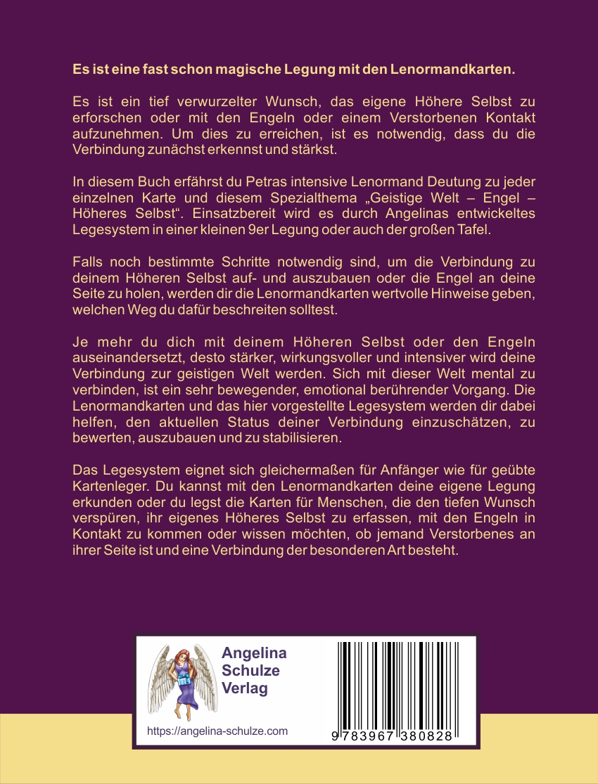 Rückseitencover Lenormand Deutung geistige Welt „Verbindung mit den Engeln, Höheres Selbst oder Jenseitskontakt“