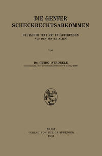 Vorderes Coverbild Die Genfer Scheckrechtsabkommen