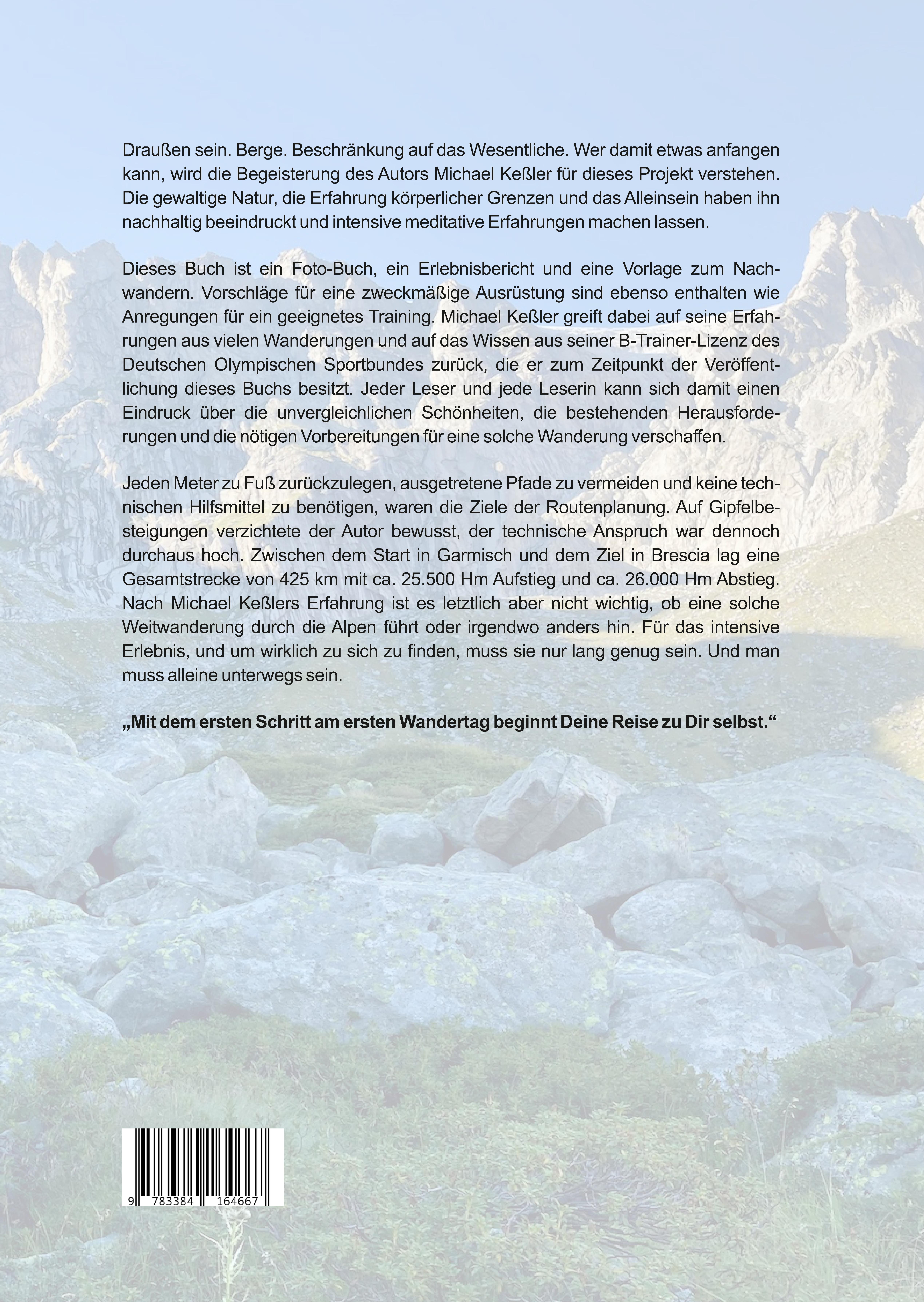 Rückseitencover Alleine über die Alpen