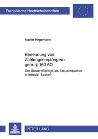 Vorderes Coverbild Benennung von Zahlungsempfängern gemäß § 160 AO