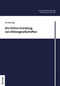 Vorderes Coverbild Die Online-Gründung von Aktiengesellschaften