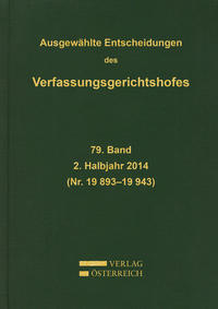 Vorderes Coverbild Ausgewählte Entscheidungen des Verfassungsgerichtshofes