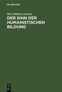 Vorderes Coverbild Der Sinn der humanistischen Bildung