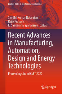 Vorderes Coverbild Recent Advances in Manufacturing, Automation, Design and Energy Technologies