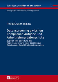 Vorderes Coverbild Datenscreening zwischen Compliance-Aufgabe und Arbeitnehmerdatenschutz