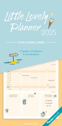 Vorderes Coverbild Alpha Edition - Little Lovely Planner 2025 Familienplaner, 22x45cm, Kalender mit 5 Spalten für Termine, viel Platz für Notizmöglichkeiten, Mondphasen, Ferientermine DE/AT/CH und deutsches Kalendarium