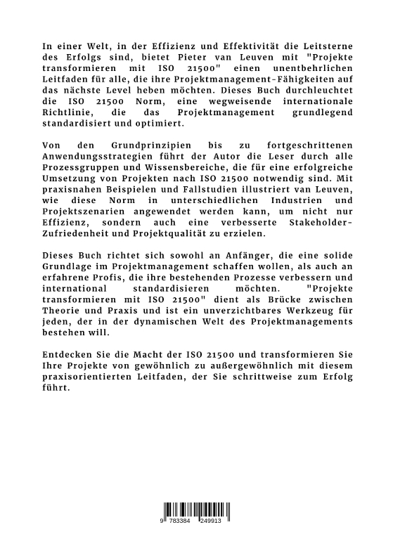 Rückseitencover Projekte transformieren mit ISO 21500